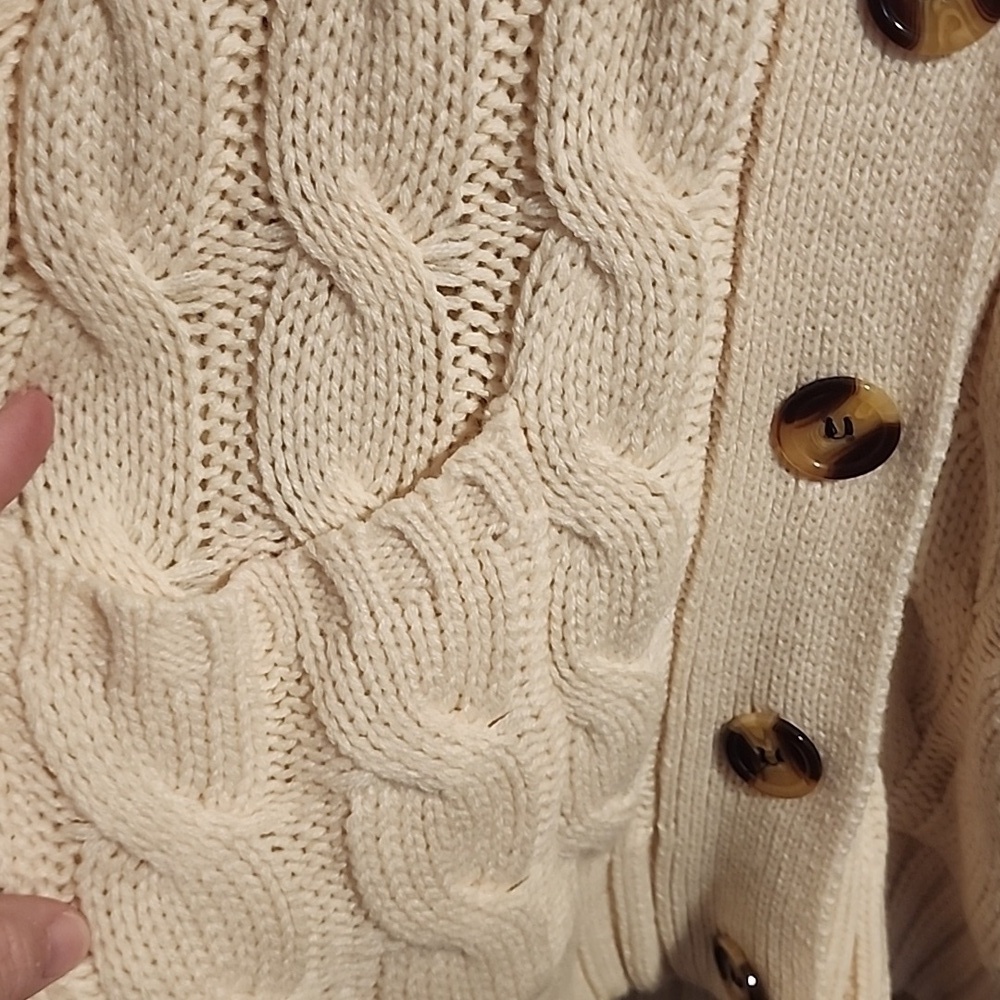 PRETTYGARDEN Open Front Cardigan Sweater Button CableKnit NWT Size S - Picture 3 of 6